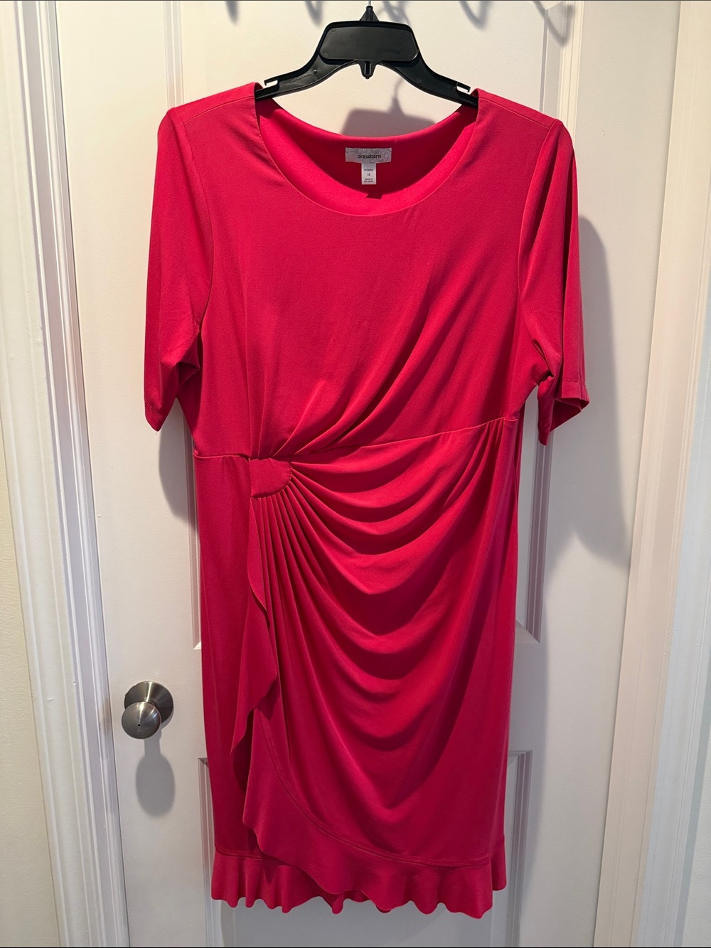 Dress Barn Fuchsia Draped Knot-Front Midi Dress